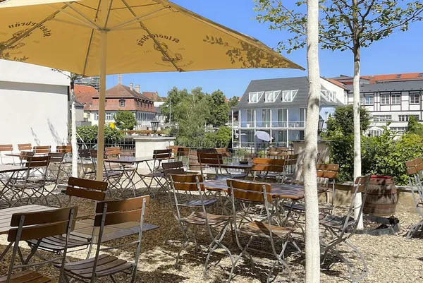Riverside beer garden at Klosterbräu, Bamberg