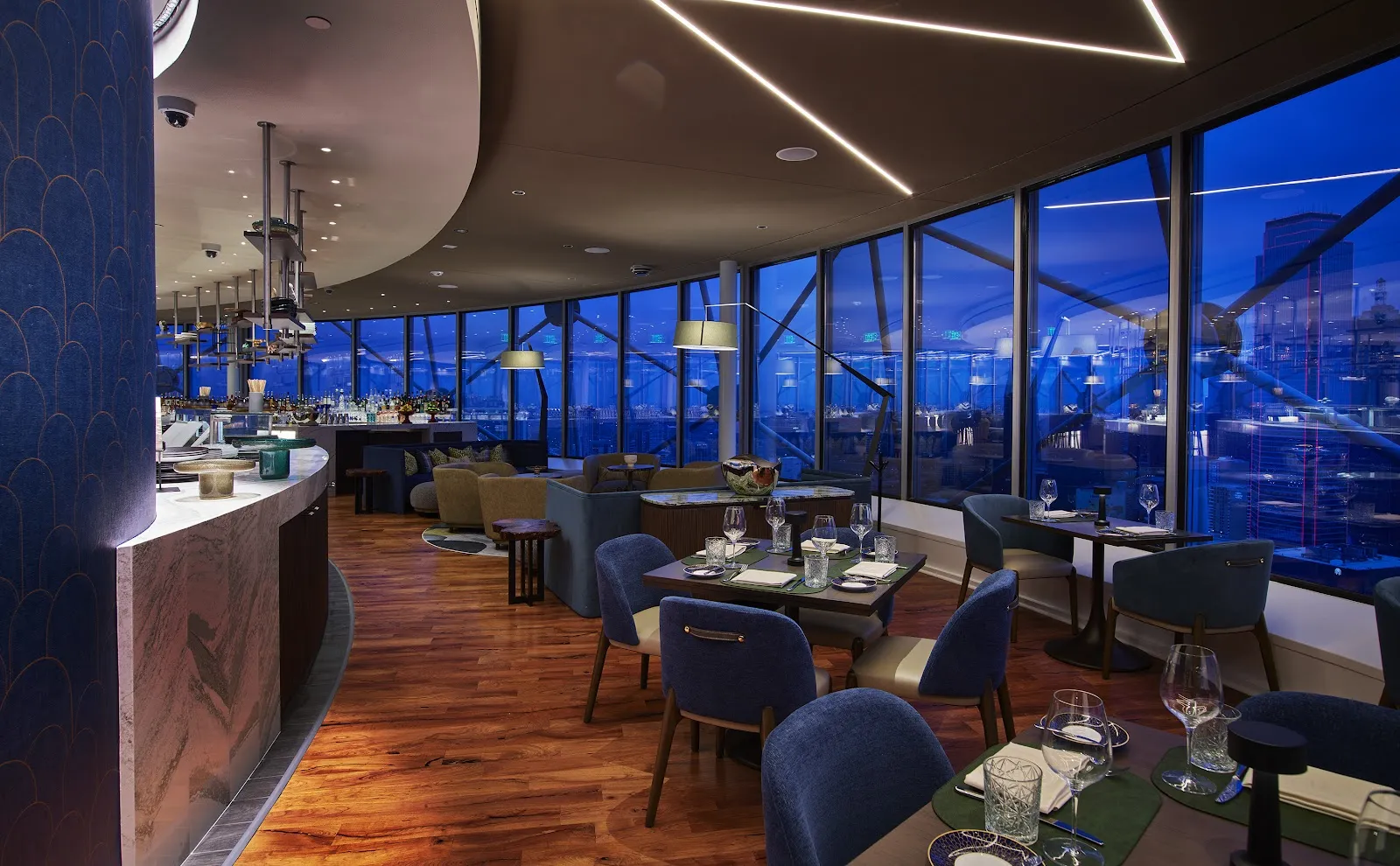 The dining room at Crown Block, Reunion Tower Dallas