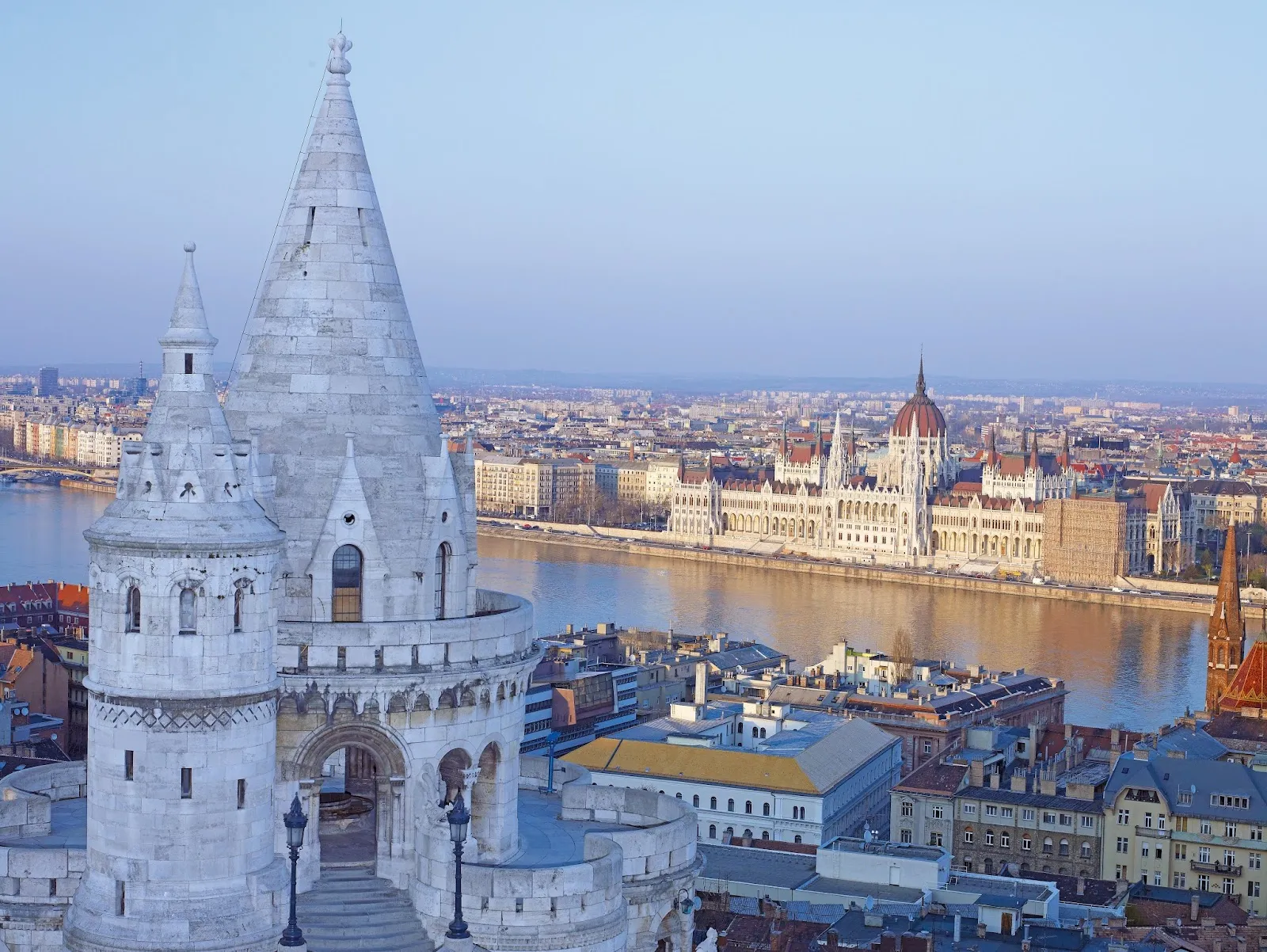 View over the Danube to the Hungarian Parliament and Chain Bridge at night