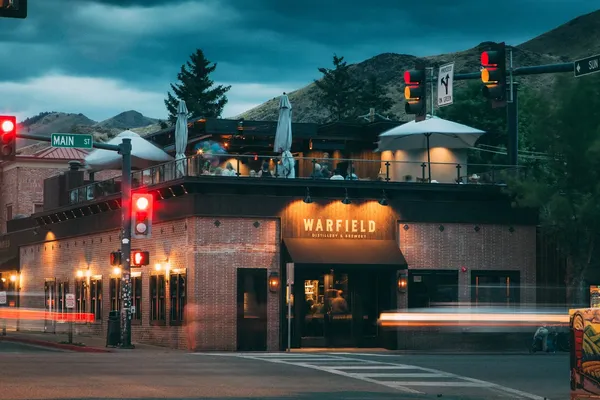 Warfield Distillery Brewery Ketchum Idaho rooftop gastropub craft beer