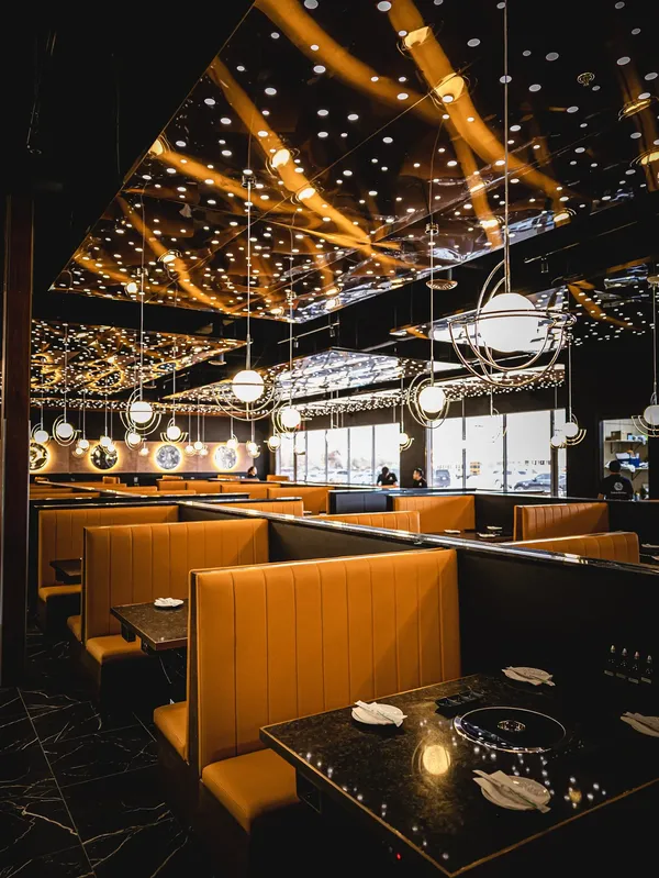 Fine dining restaurant interior dark elegant