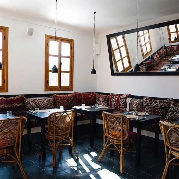 Rooftop modern Moroccan dining at Nomad, Rahba Lakdima medina Marrakech
