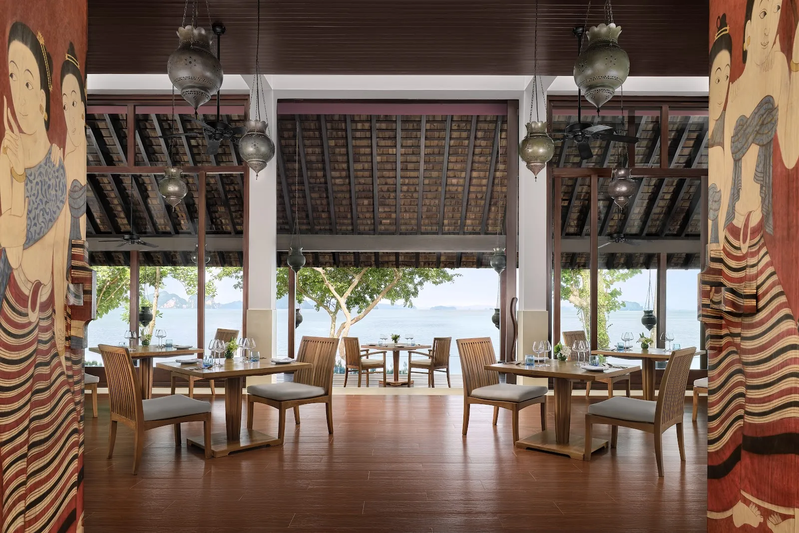 Water-surrounded dining room at Lae Lay, Phulay Bay, Krabi