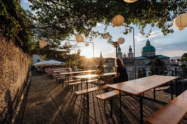Stieglkeller Salzburg hillside beer garden restaurant