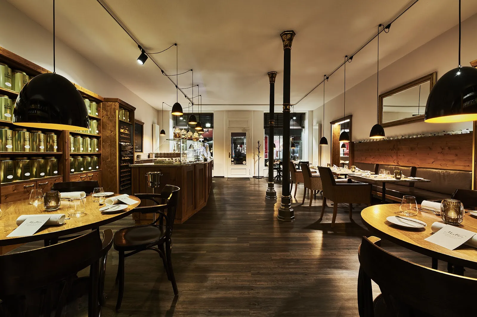 The hidden kitchen revealed behind a sliding wall at Maltes, old town Baden-Baden