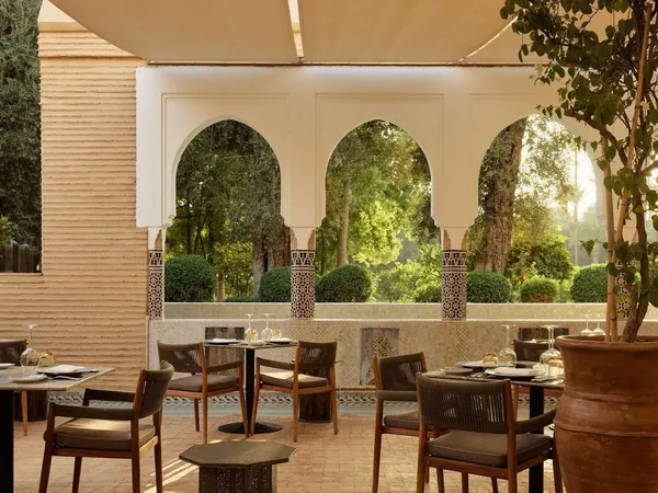 Gilded Moroccan dining room Le Marocain at La Mamounia, Marrakech