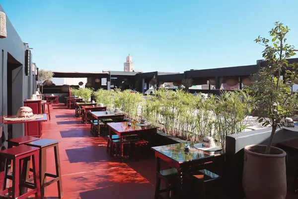 Open-air terrace over the spice souk at Terrasse des Épices, Dar el Bacha Marrakech