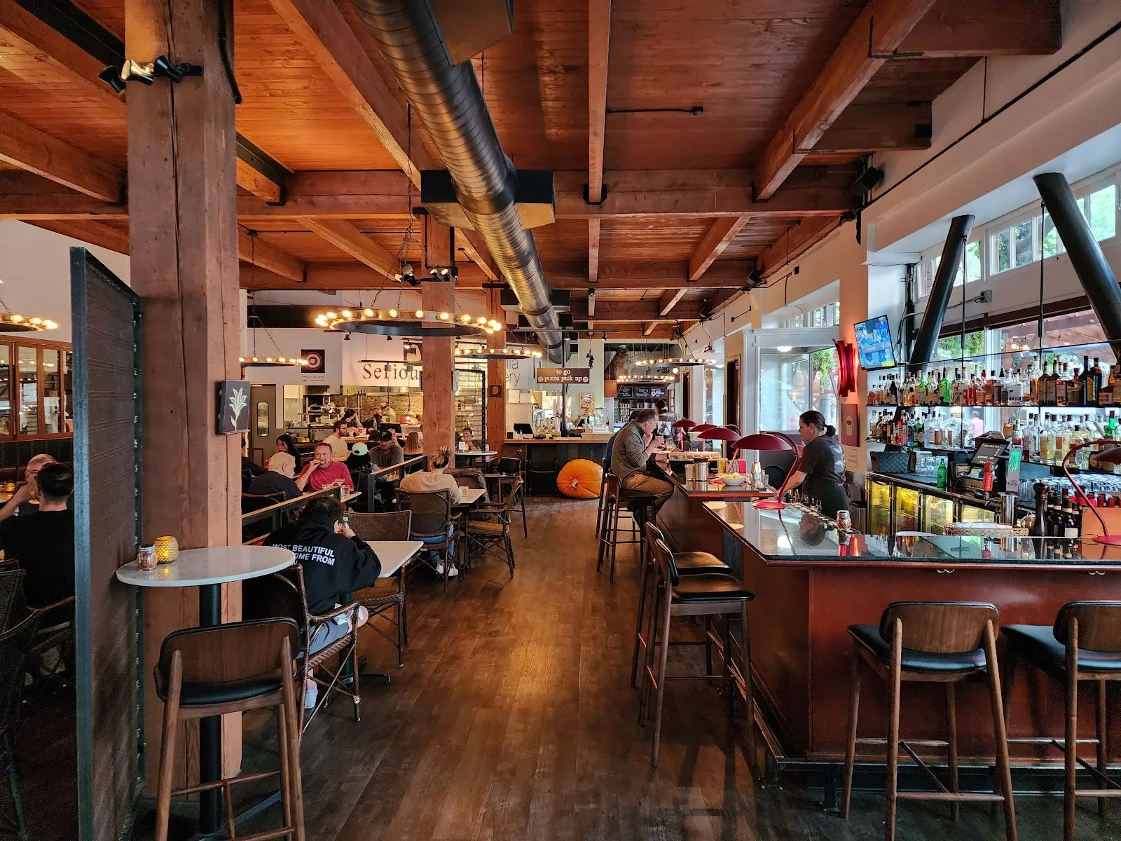 Serious Pie Seattle Wood-Fired Pizza Belltown — Virginia Street dining room