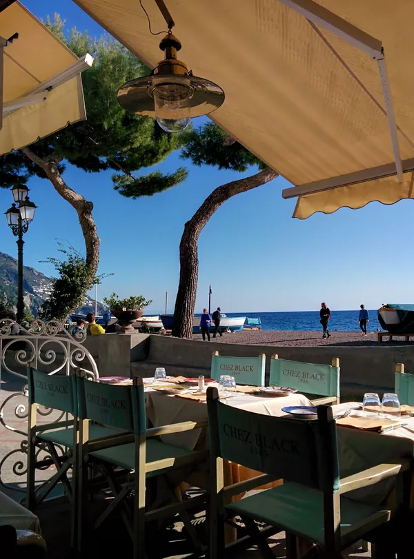 Chez Black Positano waterfront historic institution beach dining