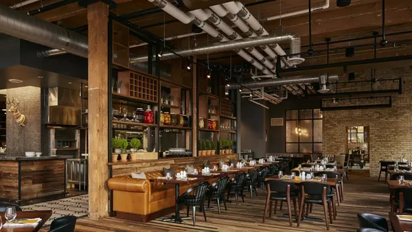 Hearth and dining room at Tullibee, Hewing Hotel North Loop Minneapolis