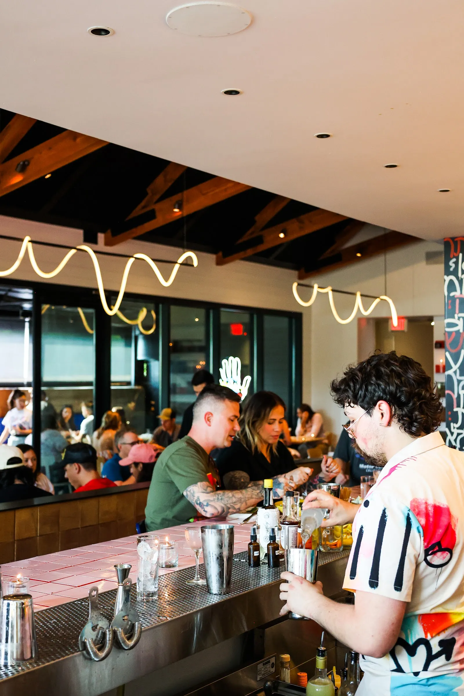 Sharing plates at Ezov, East Austin, Texas