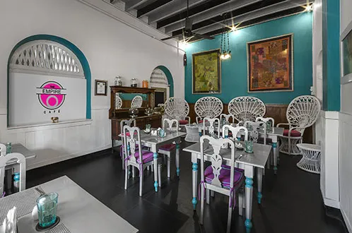 Colonial-era café terrace at The Empire Cafe, Temple Street, Kandy