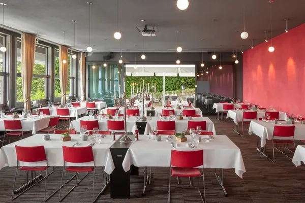 Restaurant Die Waid Zurich — panoramic view over Lake Zurich and Alps