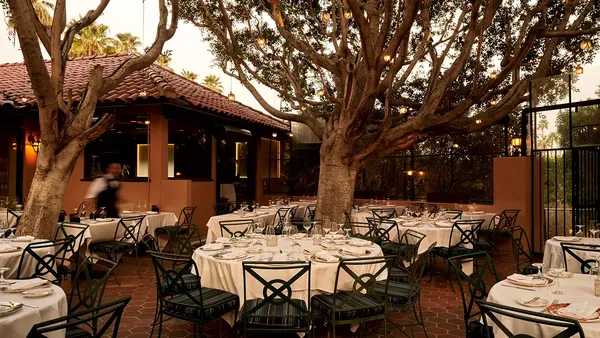Le Vallauris garden dining Palm Springs