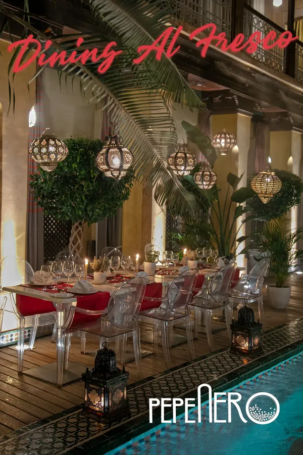 Italian dining at Pepe Nero, riad medina Marrakech