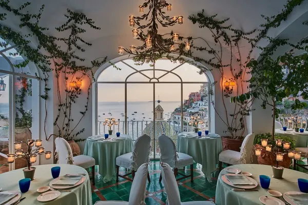 La Sponda restaurant at Le Sirenuse Positano, candlelit terrace