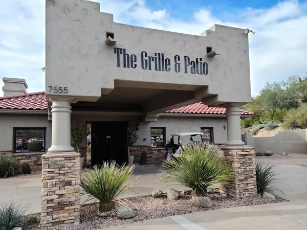 The Patio and Grille at Las Sendas Mesa Arizona sunset views golf course outdoor dining