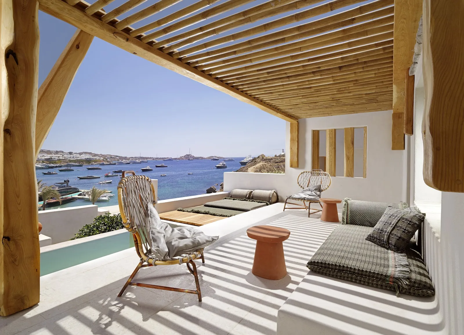 Beachfront dining at Kenshō Psarou, Psarou Beach, Mykonos